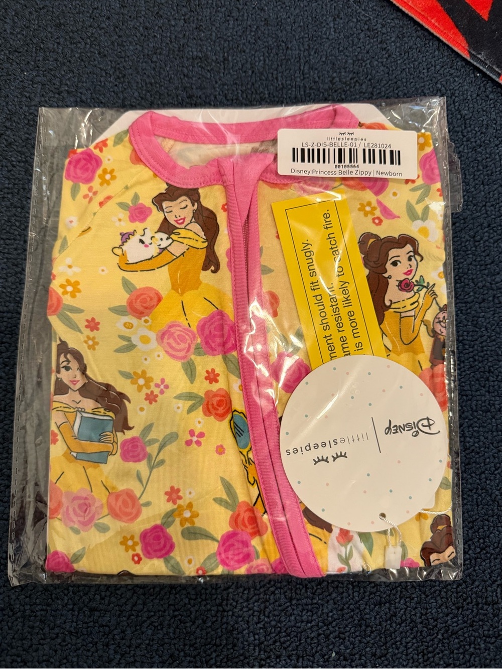 Little Sleepies Yellow and Pink Disney Belle newborn